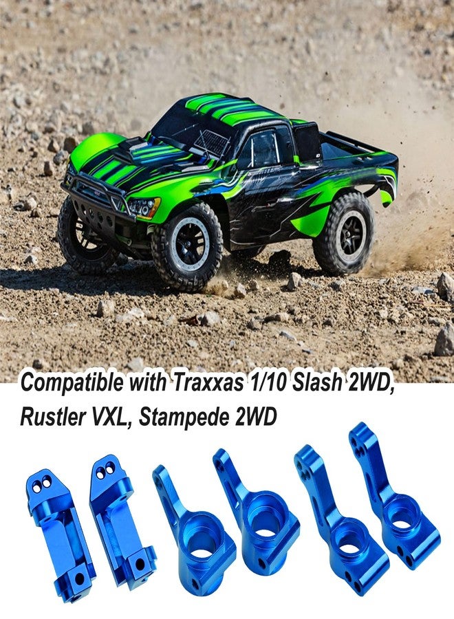 CrazyHobby Aluminum Front Steering Blocks & Caster Blocks and Rear Stub Axle Carriers Upgrade Kit for 1/10 Traxxas Slash 2WD Stampede Rustler VXL, Replacement of 3632 3736 3752 (Blue) - Image 4